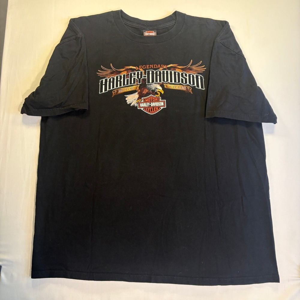 VINTAGE Harley-Davidson Mobile Bay Alabama Pirate Ship Graphic T-Shirt Black 2XL